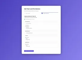 Moodboard reference: add members dialog on a purple background